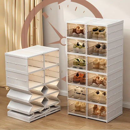 Stackable Foldable Shoe Storage Box - Thickened Dust Proof & Moisture-Proof