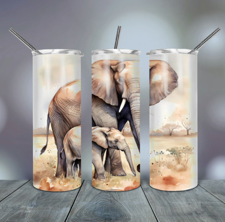 Tumbler Wrap Mother Elephant With Her Baby 20 Oz skinny tapered straight template digital download sublimation graphics  instant download.jpg Tumbler Mother Elephant With Her Baby 20 Oz, Gift For Lover, Gift For Her